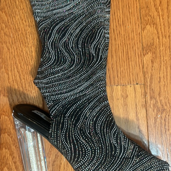 CAPE ROBBIN CONNIE WOMEN BLACK HEELED OVER KNEE SANDALS BOOTS IN SIZE 10 m - Picture 10 of 13